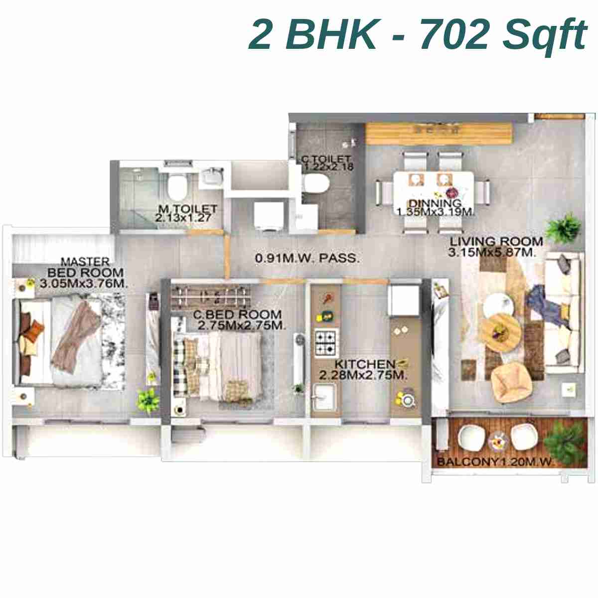 Dosti-Eden-Floor-Plan-2-BHK-Type-2-702-Sqft